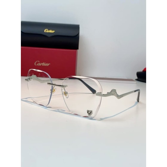 Cartier Rimless Silver Optical Glasses with Panther Head Details